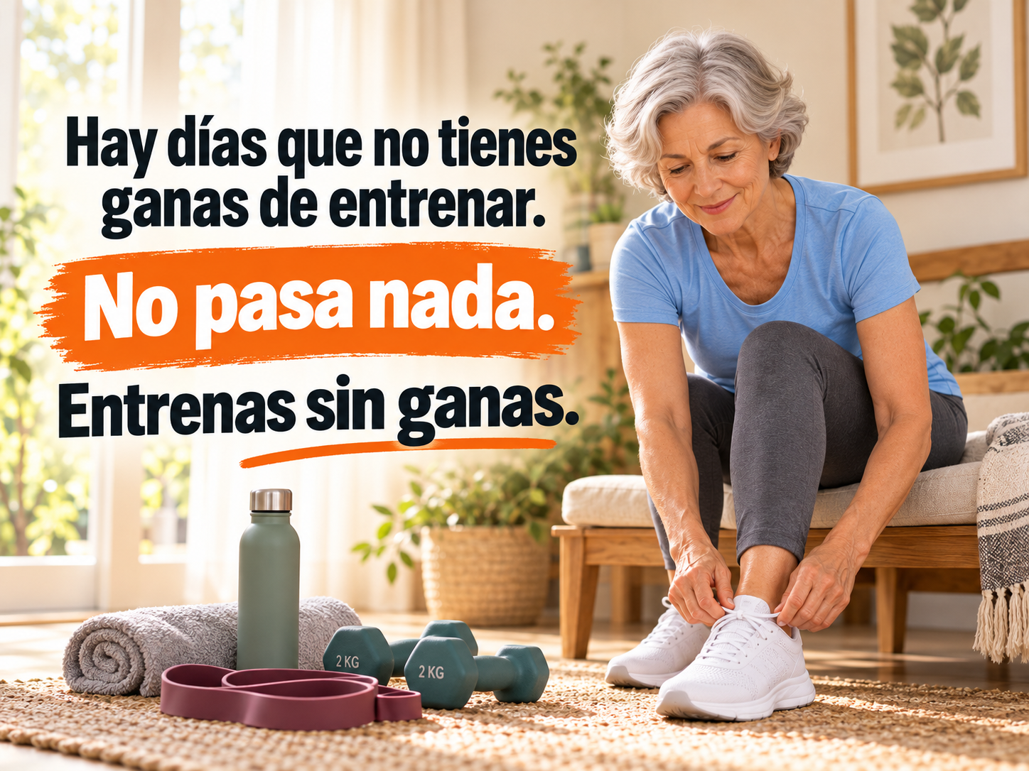 Amanda preparándose para entrenar aunque no tenga un día especialmente motivado