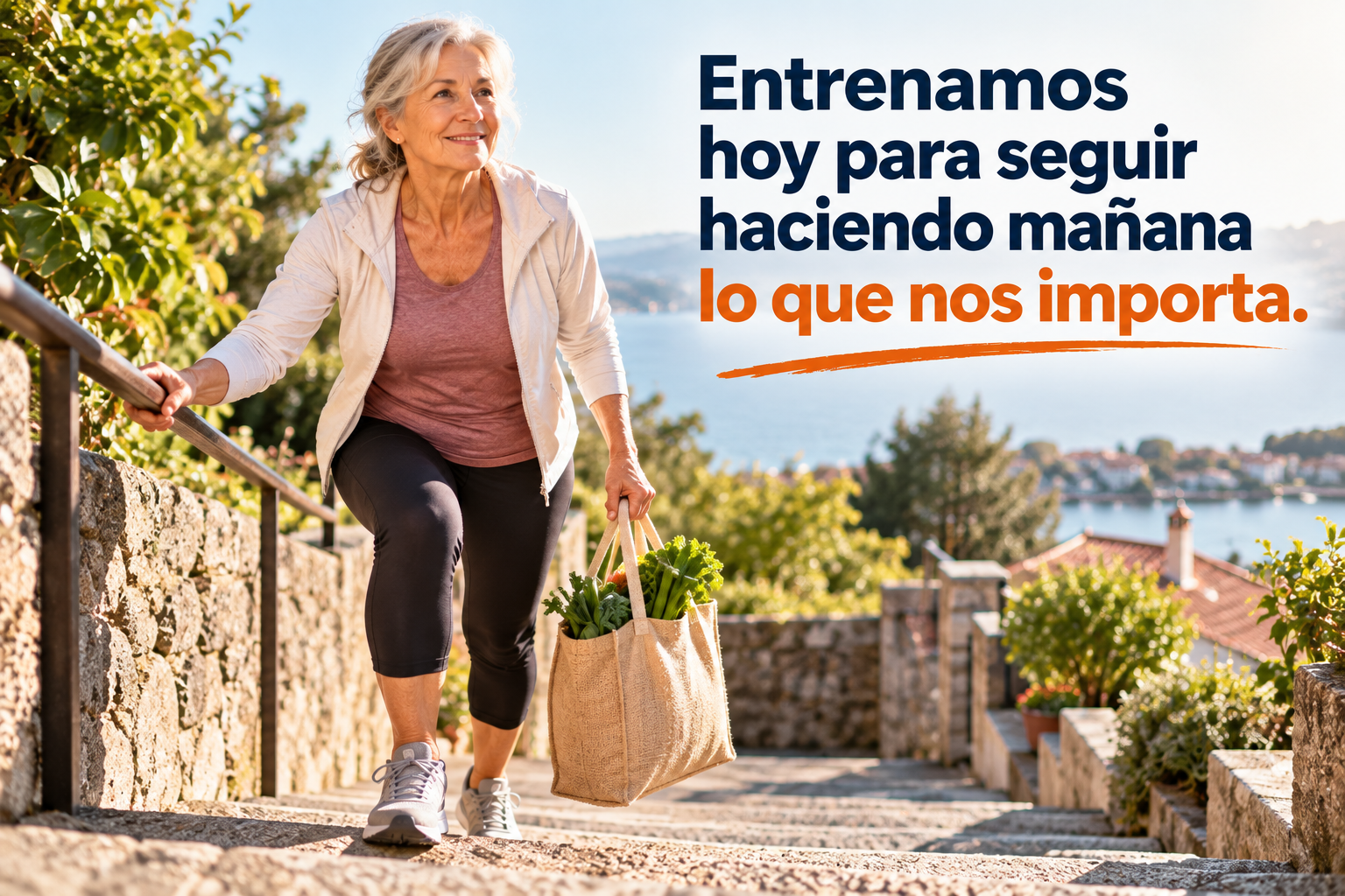 Amanda subiendo unas escaleras como ejemplo de autonomía en la vida cotidiana